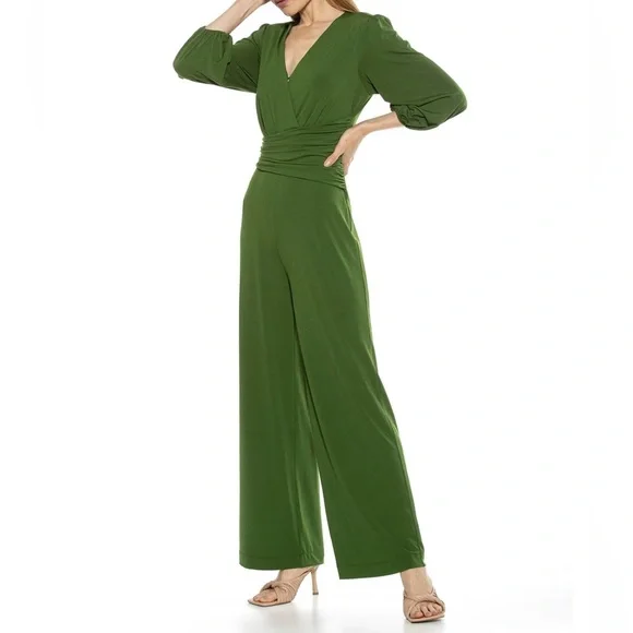 ALEXIA ADMOR NWT $255 Retail Kara Jumpsuit, Size XL, Army Green - Picture 1 of 11